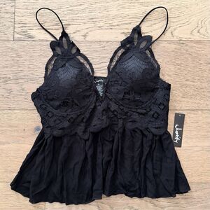 Justify Bralette Top XL Black Lace Babydoll Coquette Whimsigoth Sexy Y2K NWT